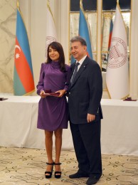 Ceremonial presentation of the Certificate of awarding the title of a corresponding member of Azerbaijan National Academy of Sciences to Head of Baku Branch of Lomonosov MSU Professor N.A. Pashayeva
