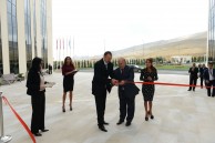 Opening ceremony of the new campus. From right to left: Professor N.A.Pashayeva, Head of Baku Branch of Lomonosov MSU; Academician V.A.Sadovnichiy, Rector of Lomonosov MSU; I.H.Aliyev, President of Azerbaijan; M.A.Aliyeva, the first lady of Azerbaijan